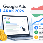 Google Ads árak 2026-ban: kattintási díjak, kampánykezelési árak és reális havi büdzsé Magyarországon
